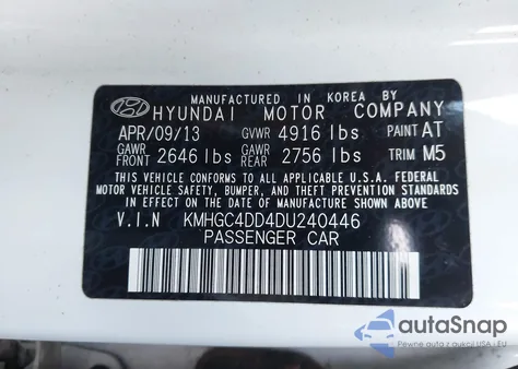 2013 Hyundai Genesis 3.8L из США, поврежденный, VIN KMHGC4DD4DU240446